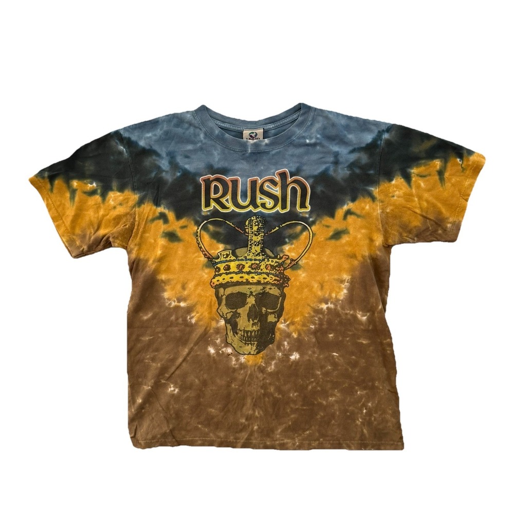 Vintage Liquid Blue Rush Rock Band T-Shirt  Medium Tie Dye Blue Y2K Skater